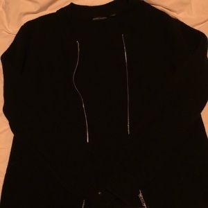 lambswool black  zip up sweater
